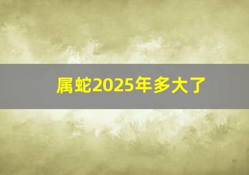 属蛇2025年多大了