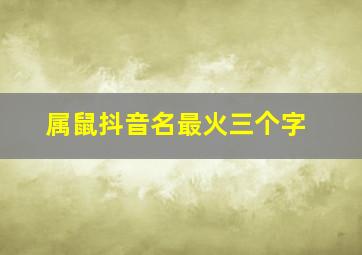 属鼠抖音名最火三个字