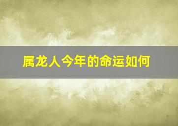 属龙人今年的命运如何