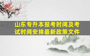 山东专升本报考时间及考试时间安排最新政策文件