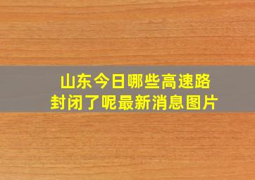 山东今日哪些高速路封闭了呢最新消息图片