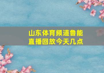 山东体育频道鲁能直播回放今天几点