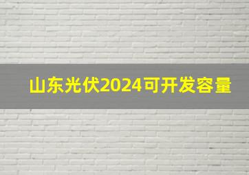 山东光伏2024可开发容量