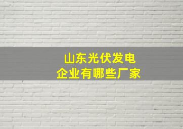 山东光伏发电企业有哪些厂家