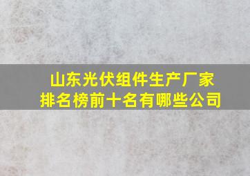 山东光伏组件生产厂家排名榜前十名有哪些公司