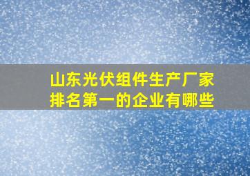 山东光伏组件生产厂家排名第一的企业有哪些