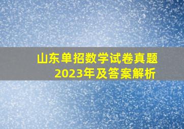 山东单招数学试卷真题2023年及答案解析