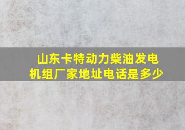 山东卡特动力柴油发电机组厂家地址电话是多少