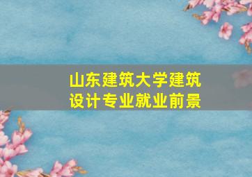 山东建筑大学建筑设计专业就业前景