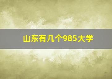 山东有几个985大学