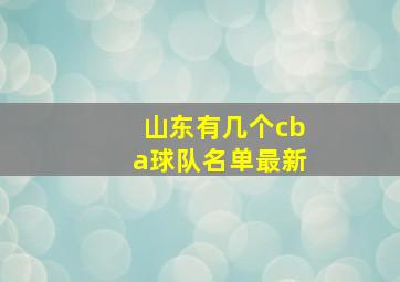 山东有几个cba球队名单最新