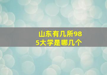 山东有几所985大学是哪几个