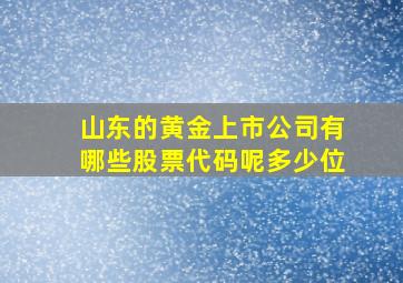 山东的黄金上市公司有哪些股票代码呢多少位