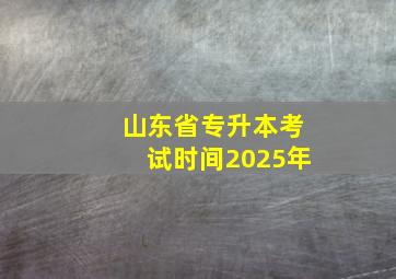 山东省专升本考试时间2025年