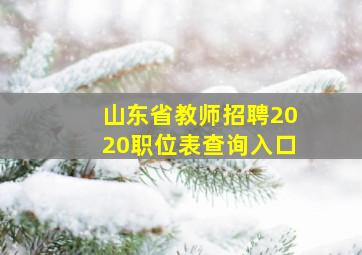 山东省教师招聘2020职位表查询入口