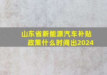 山东省新能源汽车补贴政策什么时间出2024