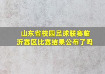 山东省校园足球联赛临沂赛区比赛结果公布了吗