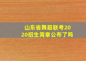 山东省舞蹈联考2020招生简章公布了吗