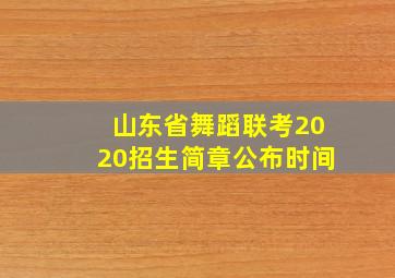 山东省舞蹈联考2020招生简章公布时间