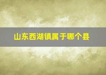 山东西湖镇属于哪个县