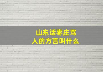 山东话枣庄骂人的方言叫什么