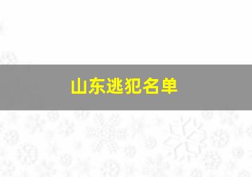 山东逃犯名单