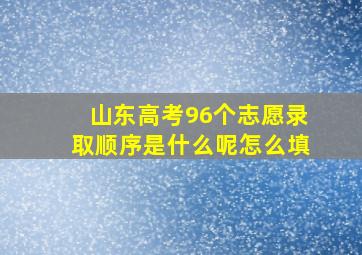 山东高考96个志愿录取顺序是什么呢怎么填