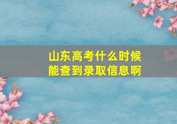 山东高考什么时候能查到录取信息啊