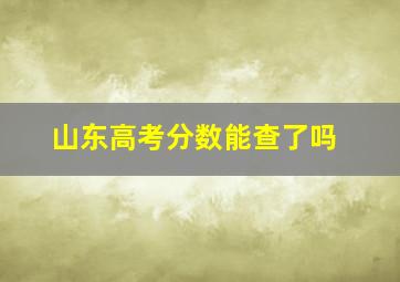 山东高考分数能查了吗