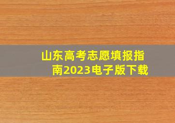 山东高考志愿填报指南2023电子版下载