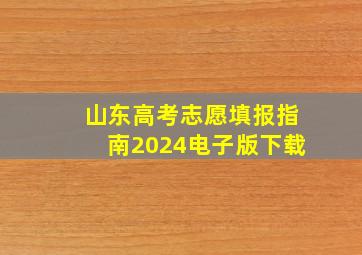 山东高考志愿填报指南2024电子版下载