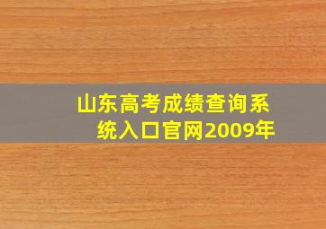 山东高考成绩查询系统入口官网2009年