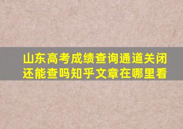 山东高考成绩查询通道关闭还能查吗知乎文章在哪里看