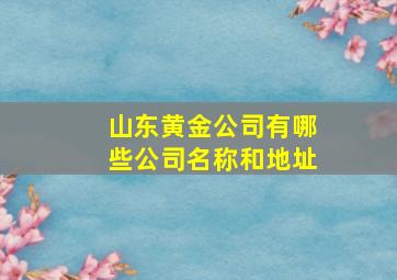 山东黄金公司有哪些公司名称和地址