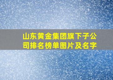 山东黄金集团旗下子公司排名榜单图片及名字