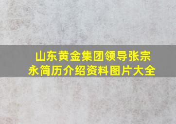 山东黄金集团领导张宗永简历介绍资料图片大全