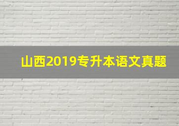 山西2019专升本语文真题