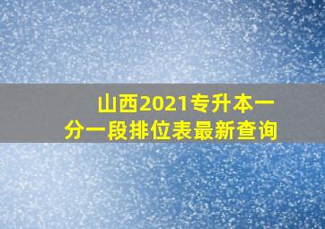 山西2021专升本一分一段排位表最新查询