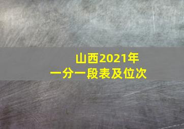 山西2021年一分一段表及位次