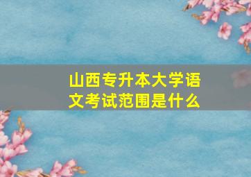 山西专升本大学语文考试范围是什么