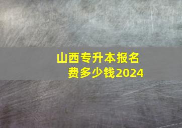 山西专升本报名费多少钱2024