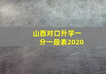 山西对口升学一分一段表2020