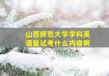 山西师范大学学科英语复试考什么内容啊