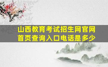 山西教育考试招生网官网首页查询入口电话是多少