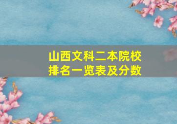 山西文科二本院校排名一览表及分数