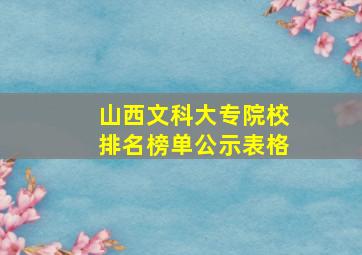 山西文科大专院校排名榜单公示表格