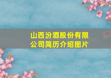 山西汾酒股份有限公司简历介绍图片