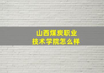 山西煤炭职业技术学院怎么样