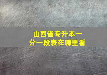 山西省专升本一分一段表在哪里看