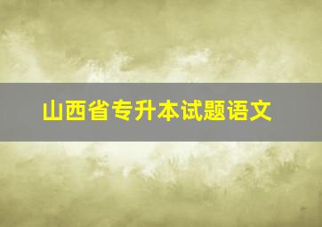 山西省专升本试题语文